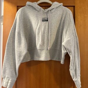 Adidas Gray Women's Cropped Hoodie Sweater